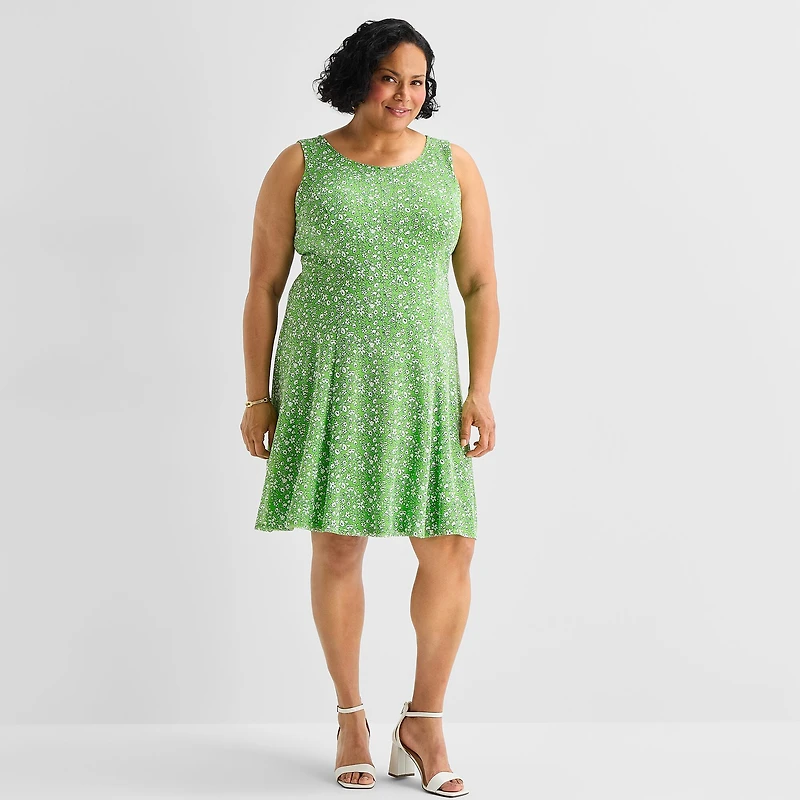 Perceptions Womens Plus Floral Jacket Dress