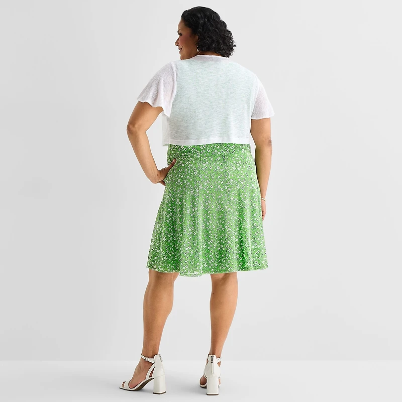 Perceptions Womens Plus Floral Jacket Dress