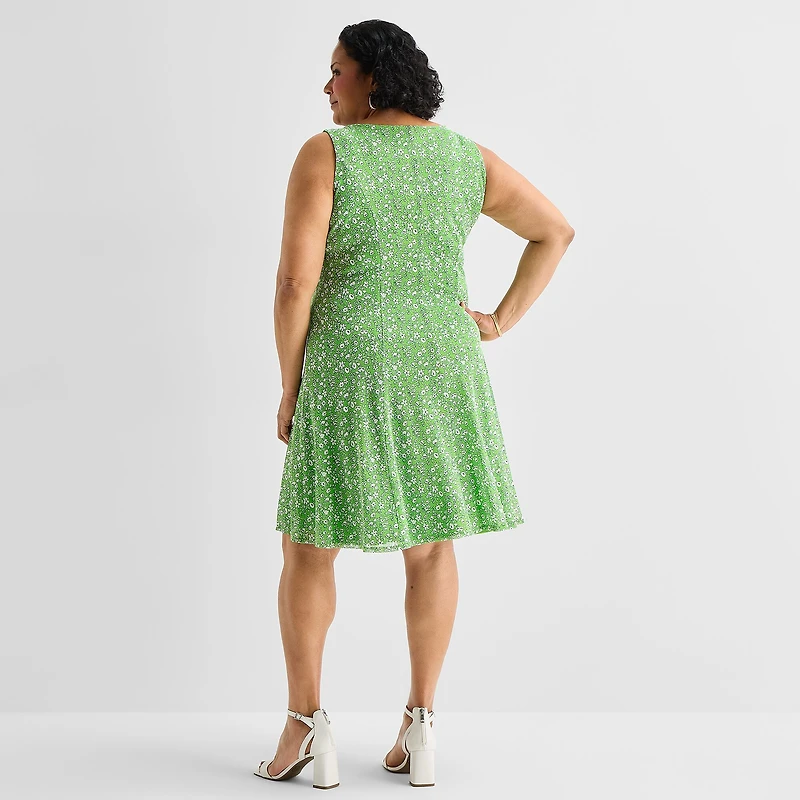 Perceptions Womens Plus Floral Jacket Dress
