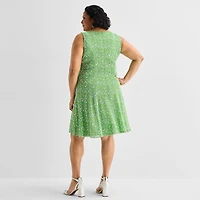 Perceptions Womens Plus Floral Jacket Dress