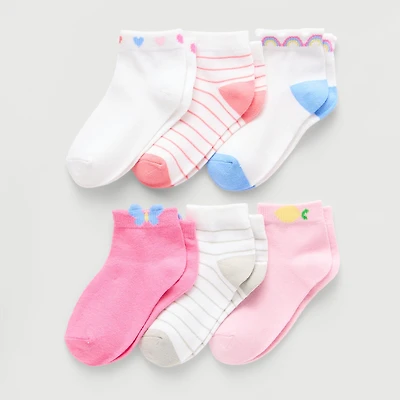 Okie Dokie Little & Big Kid Girls Quarter Ankle Socks