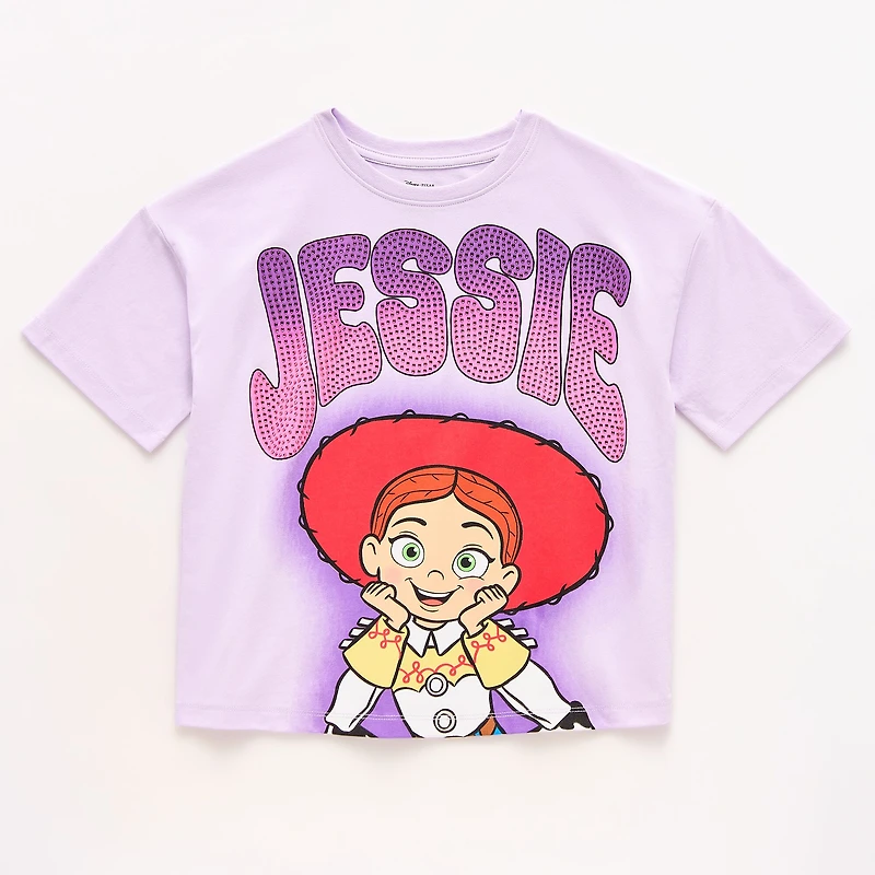 Disney Collection Little & Big Kid Girls Crew Neck Short Sleeve Regular Fit Jessie Toy Story Graphic T-Shirt