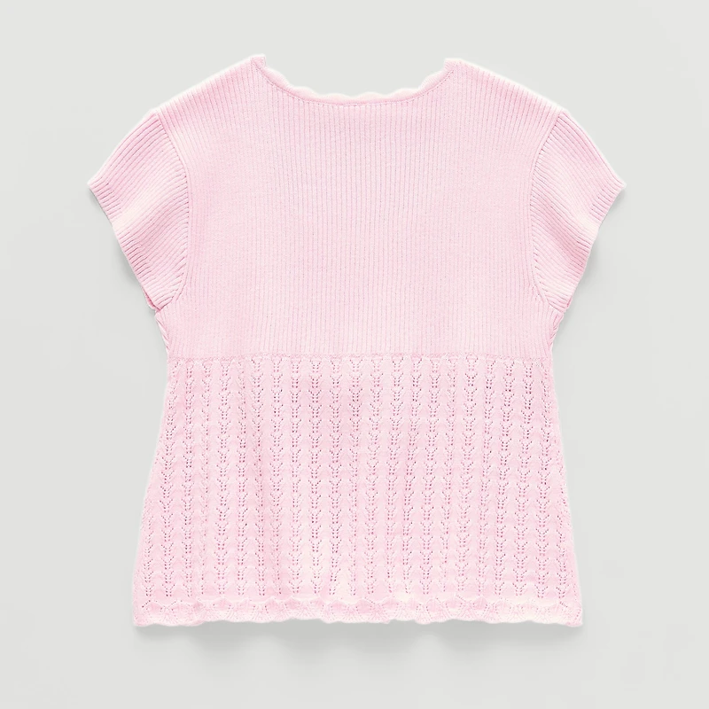 Thereabouts Little & Big Kid Girls Scallop Neck Short Sleeve Pullover Sweater