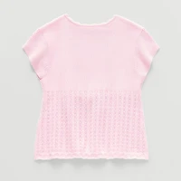 Thereabouts Little & Big Kid Girls Scallop Neck Short Sleeve Pullover Sweater