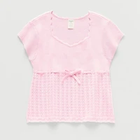 Thereabouts Little & Big Kid Girls Scallop Neck Short Sleeve Pullover Sweater