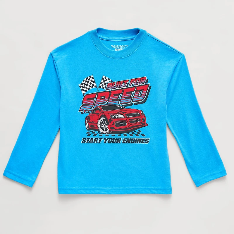 Thereabouts Little Boys Crew Neck Long Sleeve Oversized Graphic T-Shirt