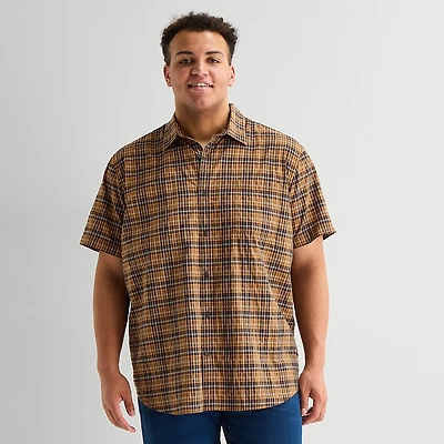 mutual weave Mens Short Sleeve Regular Fit Big and Tall Button-Down Shirt