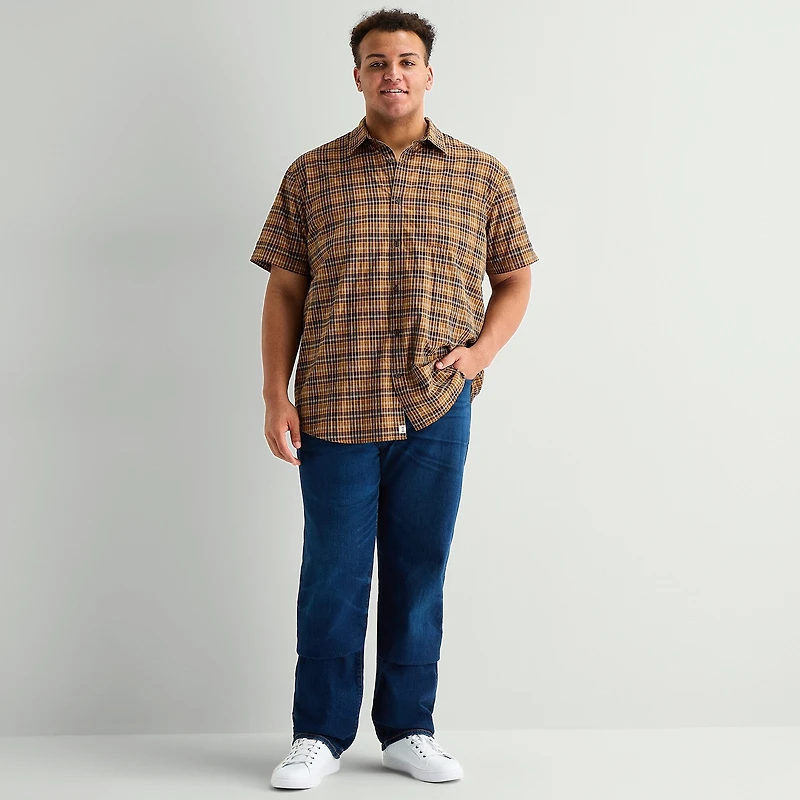 mutual weave Mens Short Sleeve Regular Fit Big and Tall Button-Down Shirt