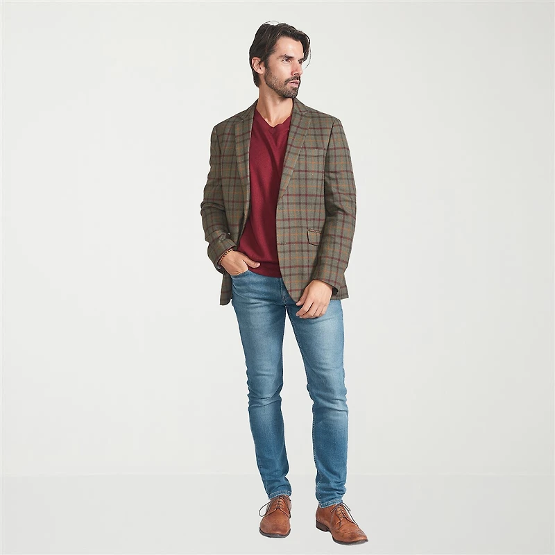 The Savile Row Co Mens Windowpane Modern Fit Sport Coat