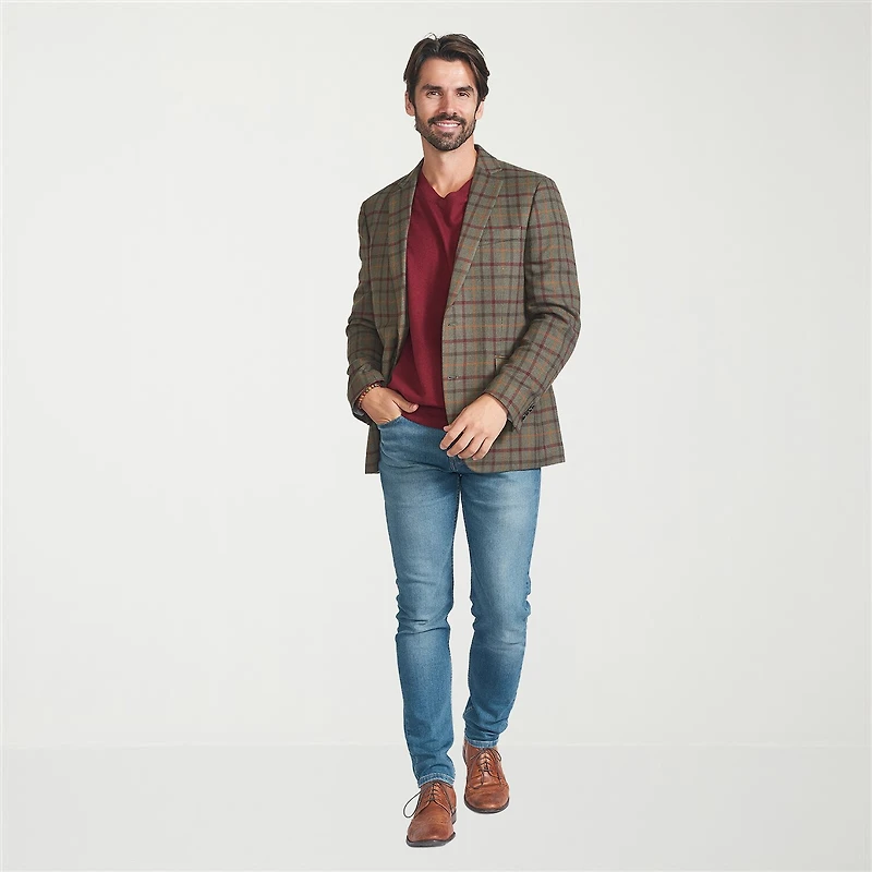 The Savile Row Co Mens Windowpane Modern Fit Sport Coat