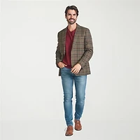 The Savile Row Co Mens Windowpane Modern Fit Sport Coat