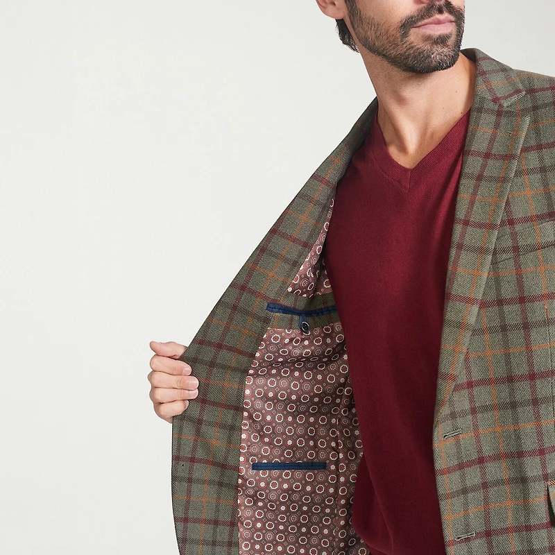 The Savile Row Co Mens Windowpane Modern Fit Sport Coat