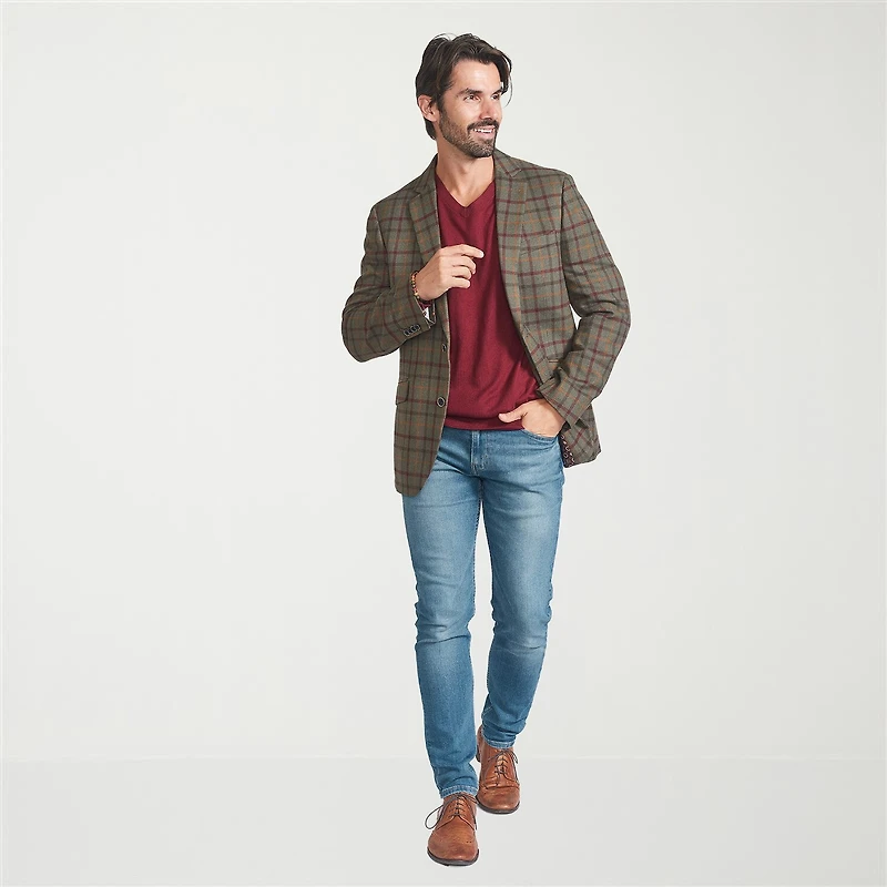 The Savile Row Co Mens Windowpane Modern Fit Sport Coat