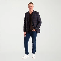 The Savile Row Co Mens Plaid Modern Fit Sport Coat