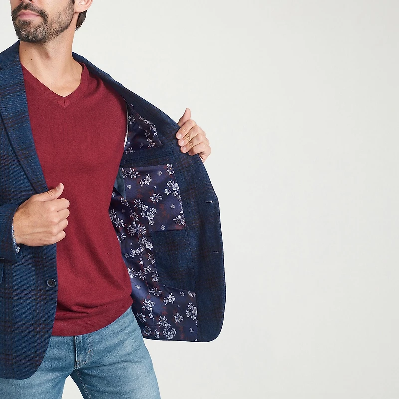 The Savile Row Co Mens Plaid Modern Fit Sport Coat