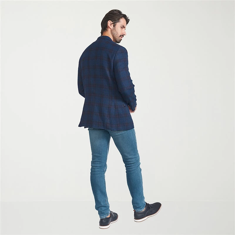The Savile Row Co Mens Plaid Modern Fit Sport Coat
