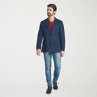 The Savile Row Co Mens Plaid Modern Fit Sport Coat