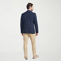 The Savile Row Co Mens Windowpane Modern Fit Sport Coat