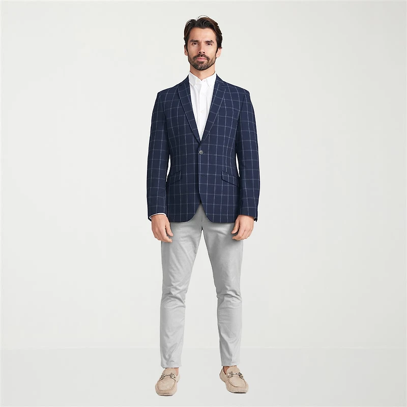 The Savile Row Co Mens Windowpane Modern Fit Sport Coat