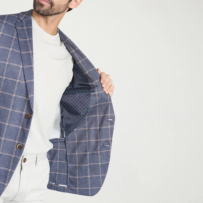The Savile Row Co Mens Windowpane Modern Fit Sport Coat