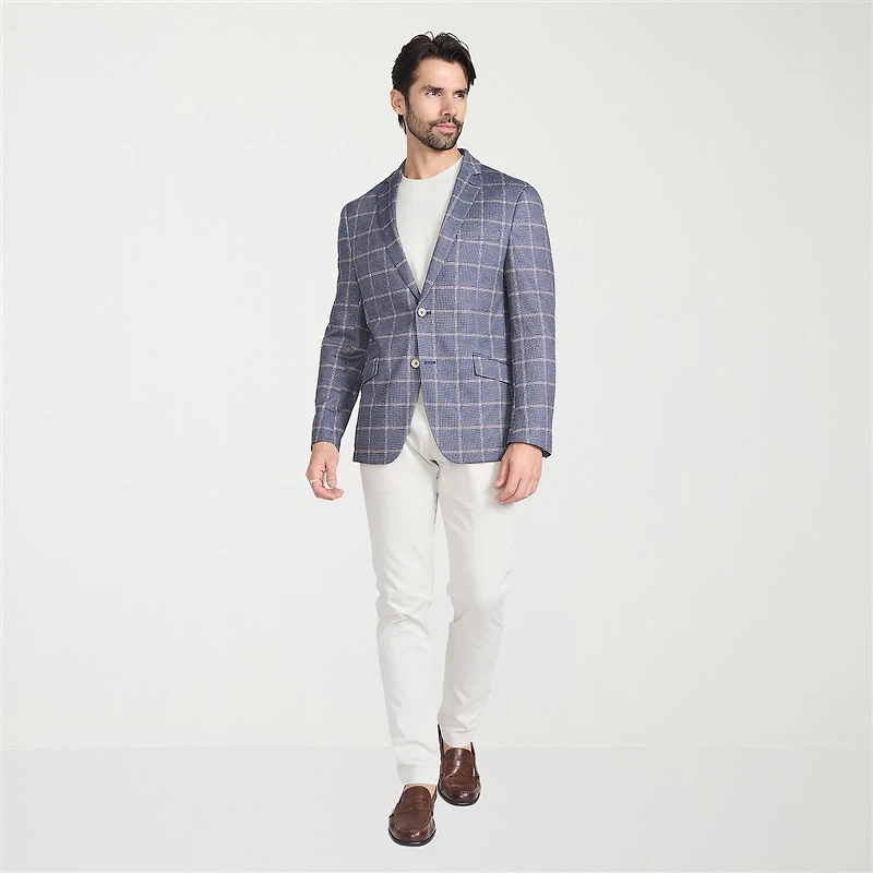The Savile Row Co Mens Windowpane Modern Fit Sport Coat