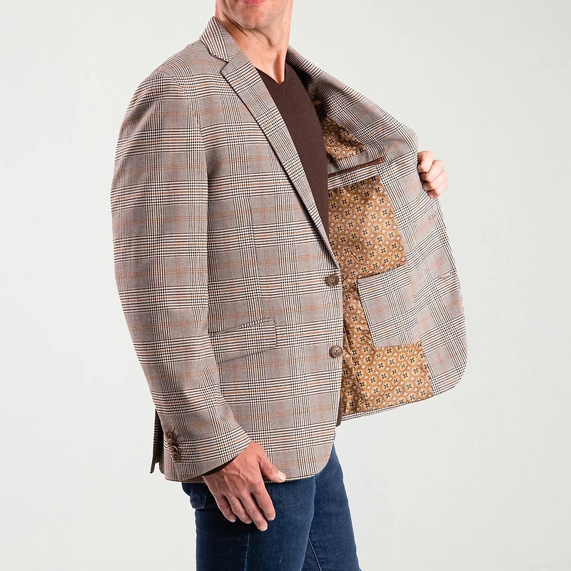 The Savile Row Co Mens Plaid Modern Fit Sport Coat