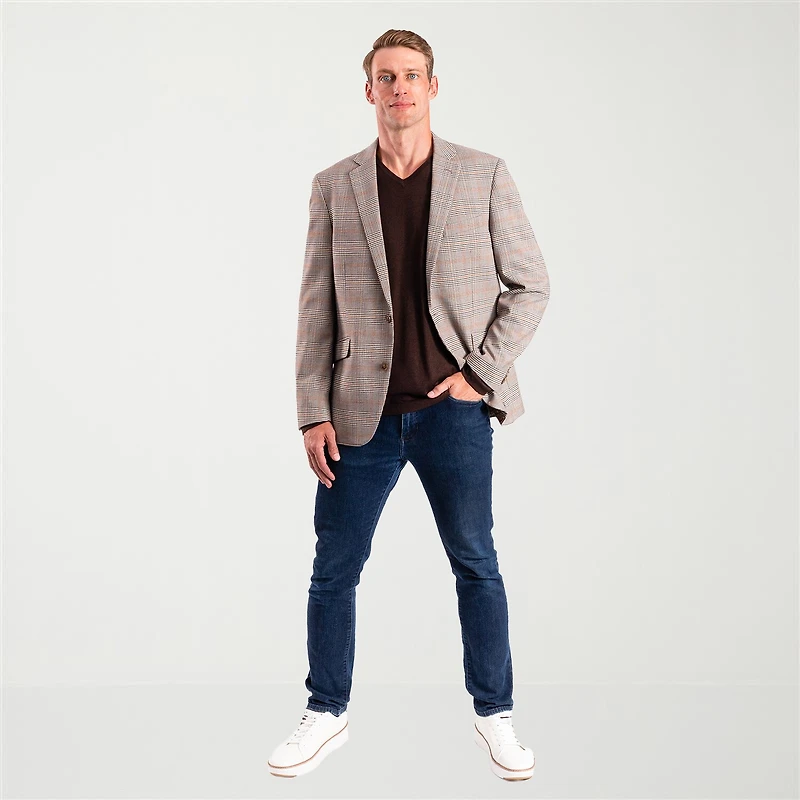 The Savile Row Co Mens Plaid Modern Fit Sport Coat