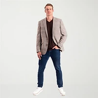 The Savile Row Co Mens Plaid Modern Fit Sport Coat