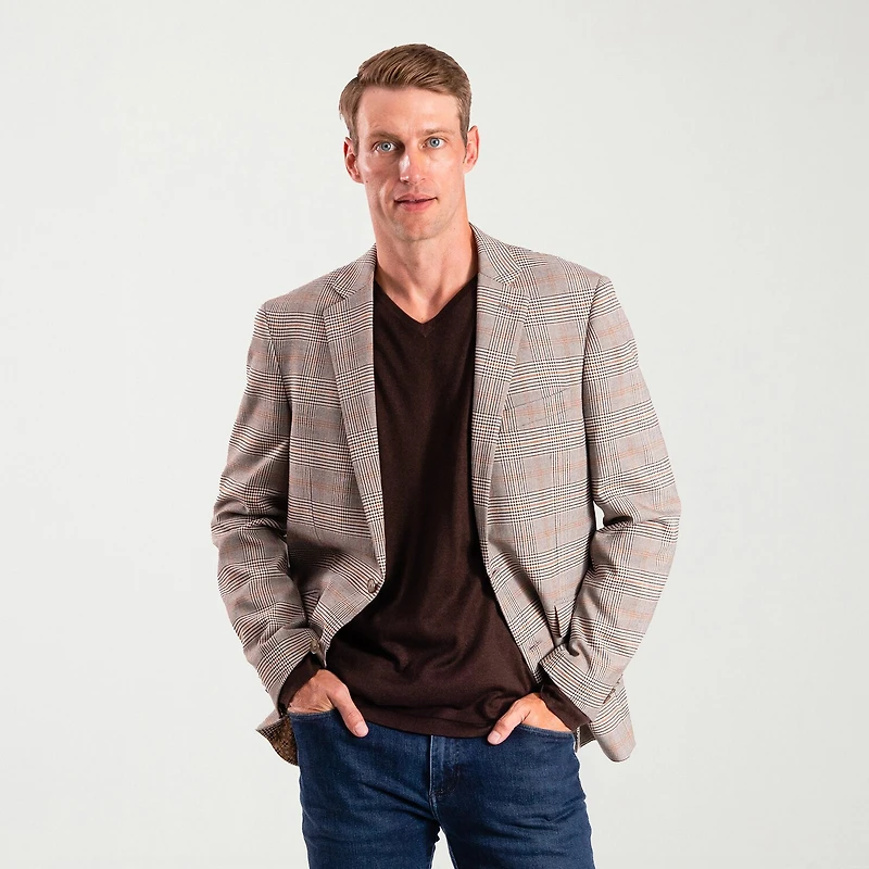 The Savile Row Co Mens Plaid Modern Fit Sport Coat