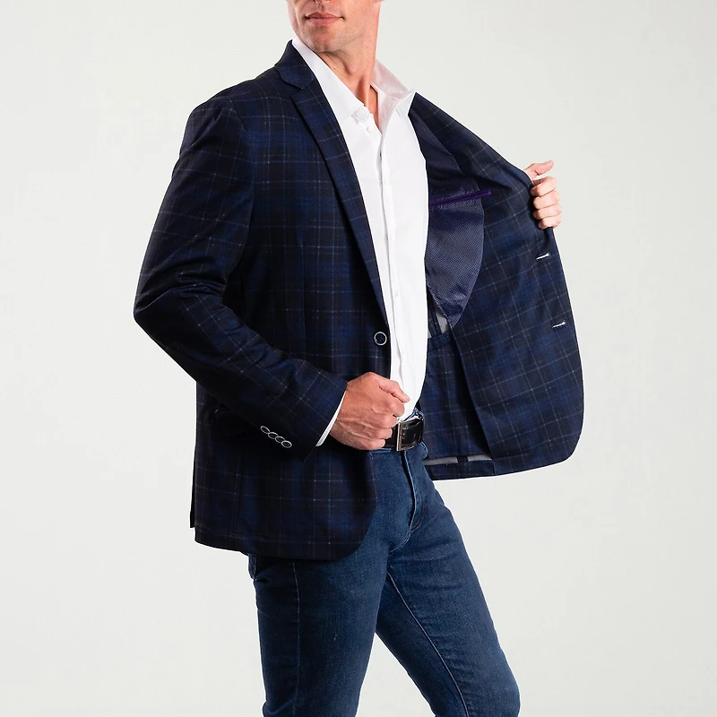 The Savile Row Co Mens Plaid Modern Fit Sport Coat