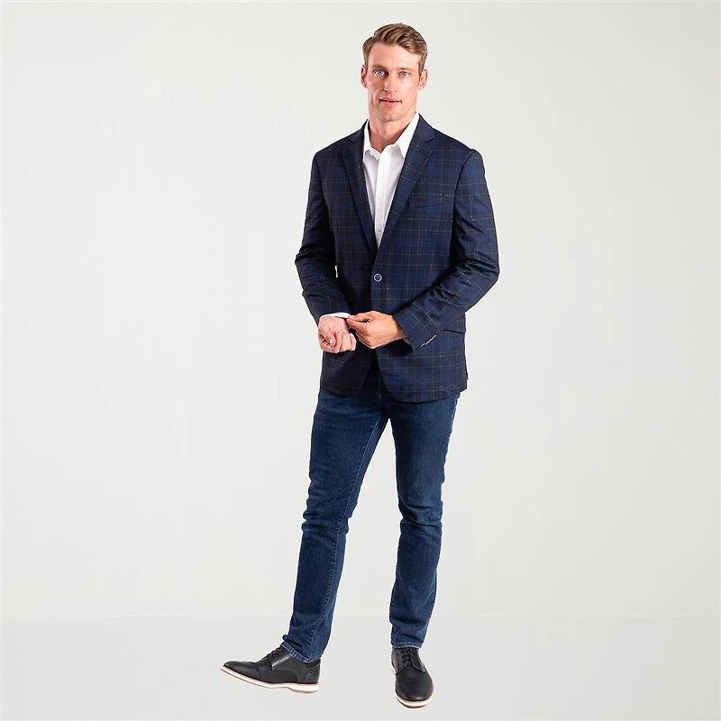 The Savile Row Co Mens Plaid Modern Fit Sport Coat