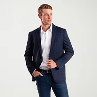 The Savile Row Co Mens Plaid Modern Fit Sport Coat