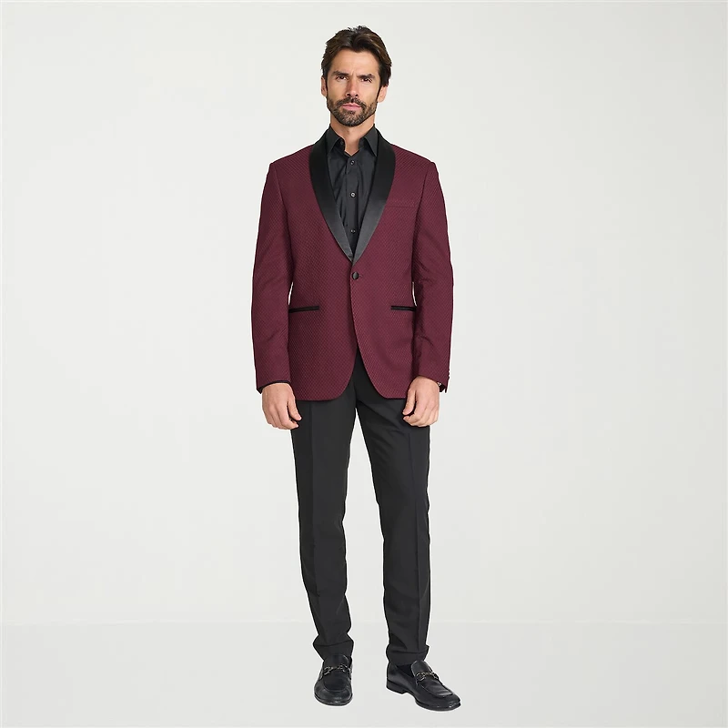 The Savile Row Co Mens Jacquard Slim Fit Sport Coat