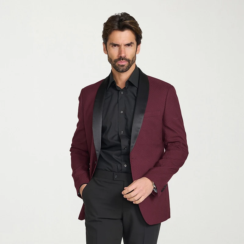 The Savile Row Co Mens Jacquard Slim Fit Sport Coat