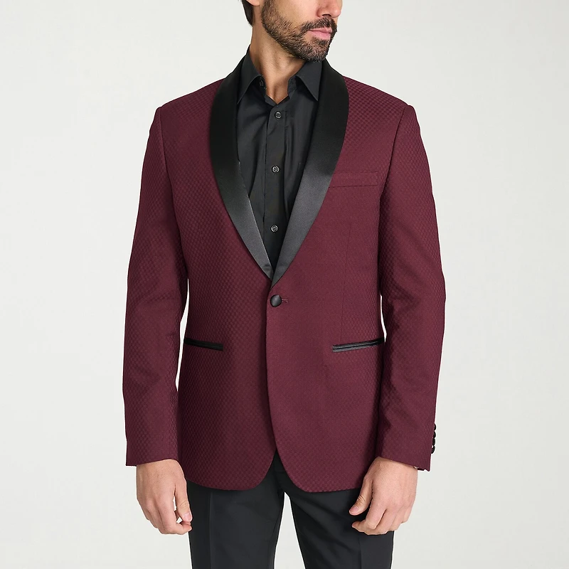The Savile Row Co Mens Jacquard Slim Fit Sport Coat