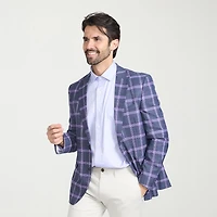 The Savile Row Co Mens Plaid Modern Fit Sport Coat