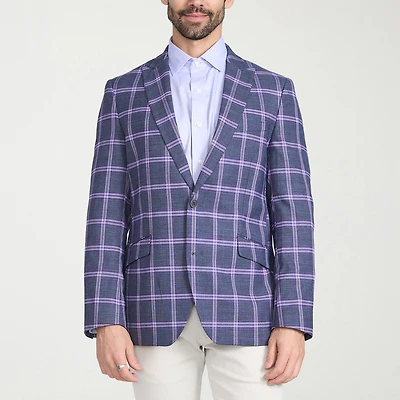 The Savile Row Co Mens Plaid Modern Fit Sport Coat