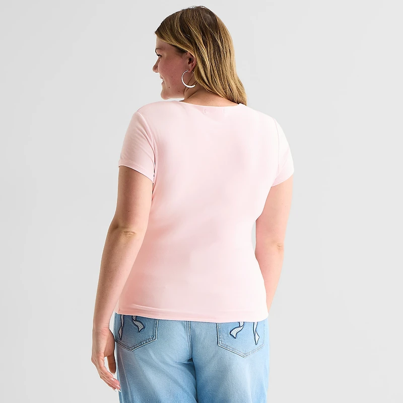 Forever 21 Womens Juniors Plus Crew Neck Short Sleeve T-Shirt