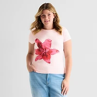 Forever 21 Womens Juniors Plus Crew Neck Short Sleeve T-Shirt