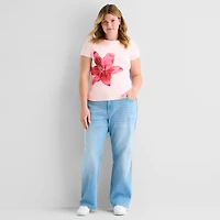 Forever 21 Womens Juniors Plus Crew Neck Short Sleeve T-Shirt