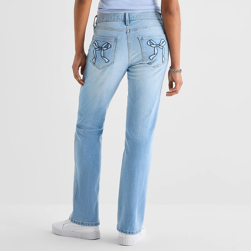 Arizona Womens Juniors Low Rise Straight Leg Jean