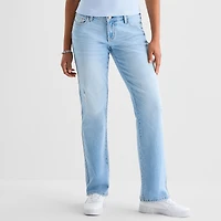 Arizona Womens Juniors Low Rise Straight Leg Jean