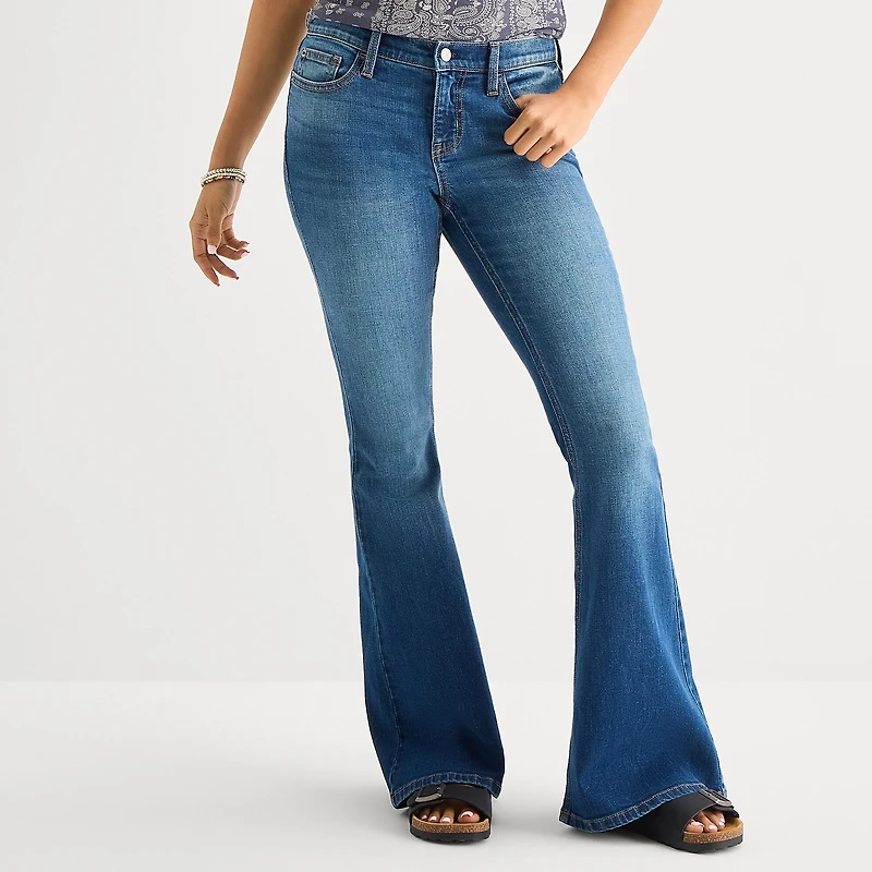 Arizona Womens Juniors Low Rise Flare Leg Jean