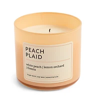 Distant Lands 14oz Peach Plaid 3-Wick Scented Jar Candle