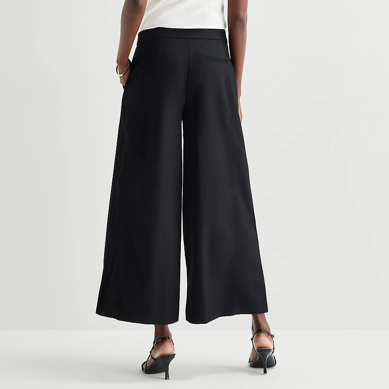 Worthington Womens Wide Leg High Rise Cropped Pant