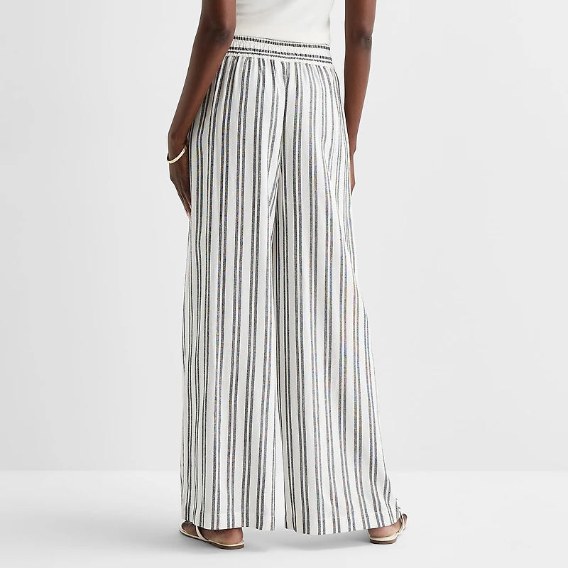 Worthington Womens Wide Leg High Rise Pull-On Pant