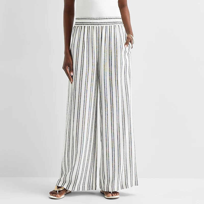 Worthington Womens Wide Leg High Rise Pull-On Pant