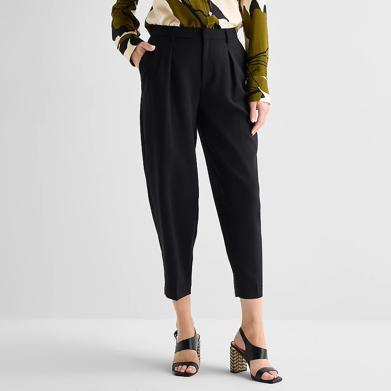 Worthington Womens Tapered Pleated Pant