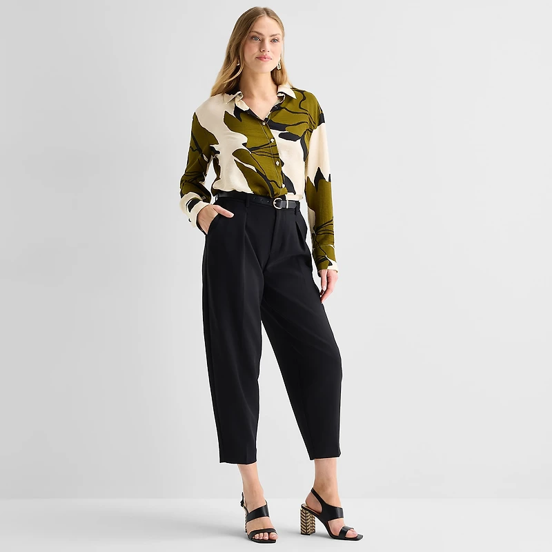 Worthington Womens Tapered Pleated Pant