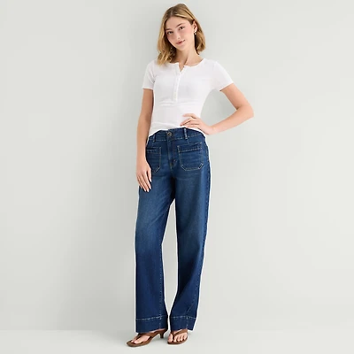 a.n.a Soft Drape Womens Highest Rise Patch Pocket Jean